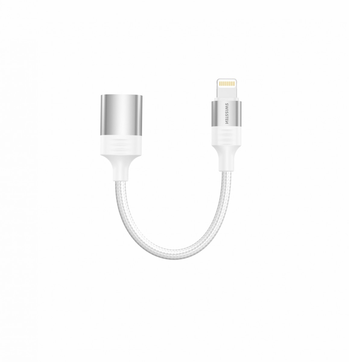 Levně Adaptér OTG Swissten Lightning - USB-A 0,13 m bílý