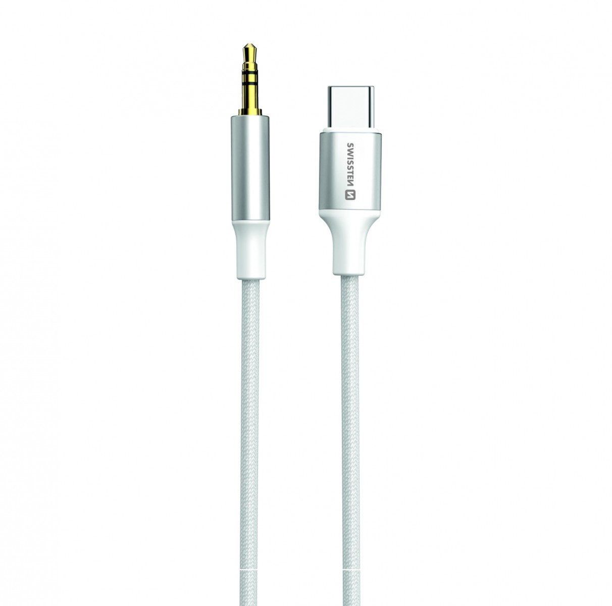 Levně Audio adaptér Swissten USB-C - 3,5 mm jack 1,5m bílý