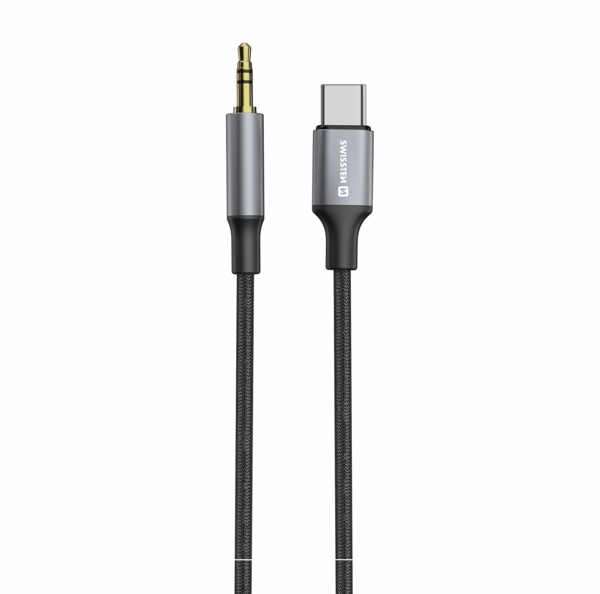 Levně Audio adaptér Swissten USB-C - 3,5 mm jack 1,5m černý