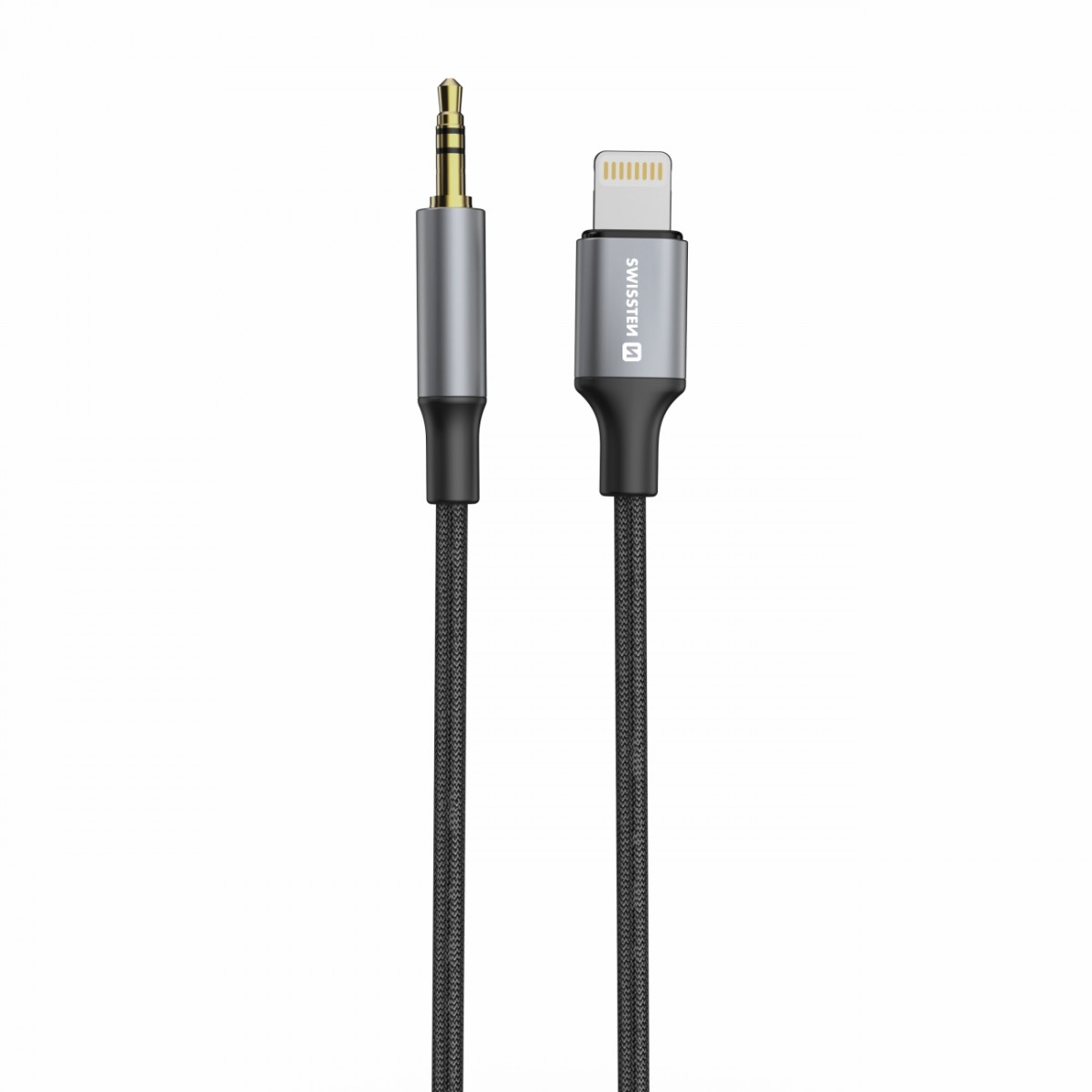 Levně Audio adaptér Swissten Lightning - 3,5 mm jack 1,5 m černý
