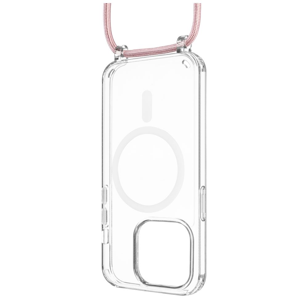 Levně Pouzdro FIXED MagPure Neck s růžovou šňůrkou na krk pro Apple iPhone 16 Plus