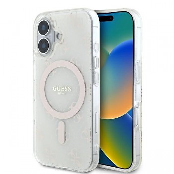 Originální zadní kryt GUESS IML 4G Background Magsafe GUHMP16SH4DTEH pro iPhone 16 white