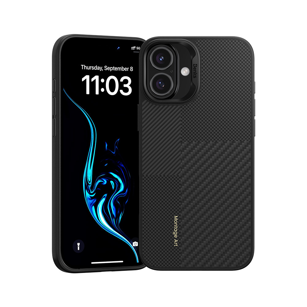 Levně Zadní kryt Benks Montage Magnetic Armor Air Kevlar Metal Frame 600D pro iPhone 16 černý