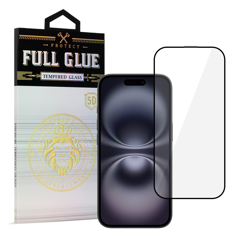 Levně Tvrzené sklo HARD Full Glue 5D pro iPhone 16 PLUS černé
