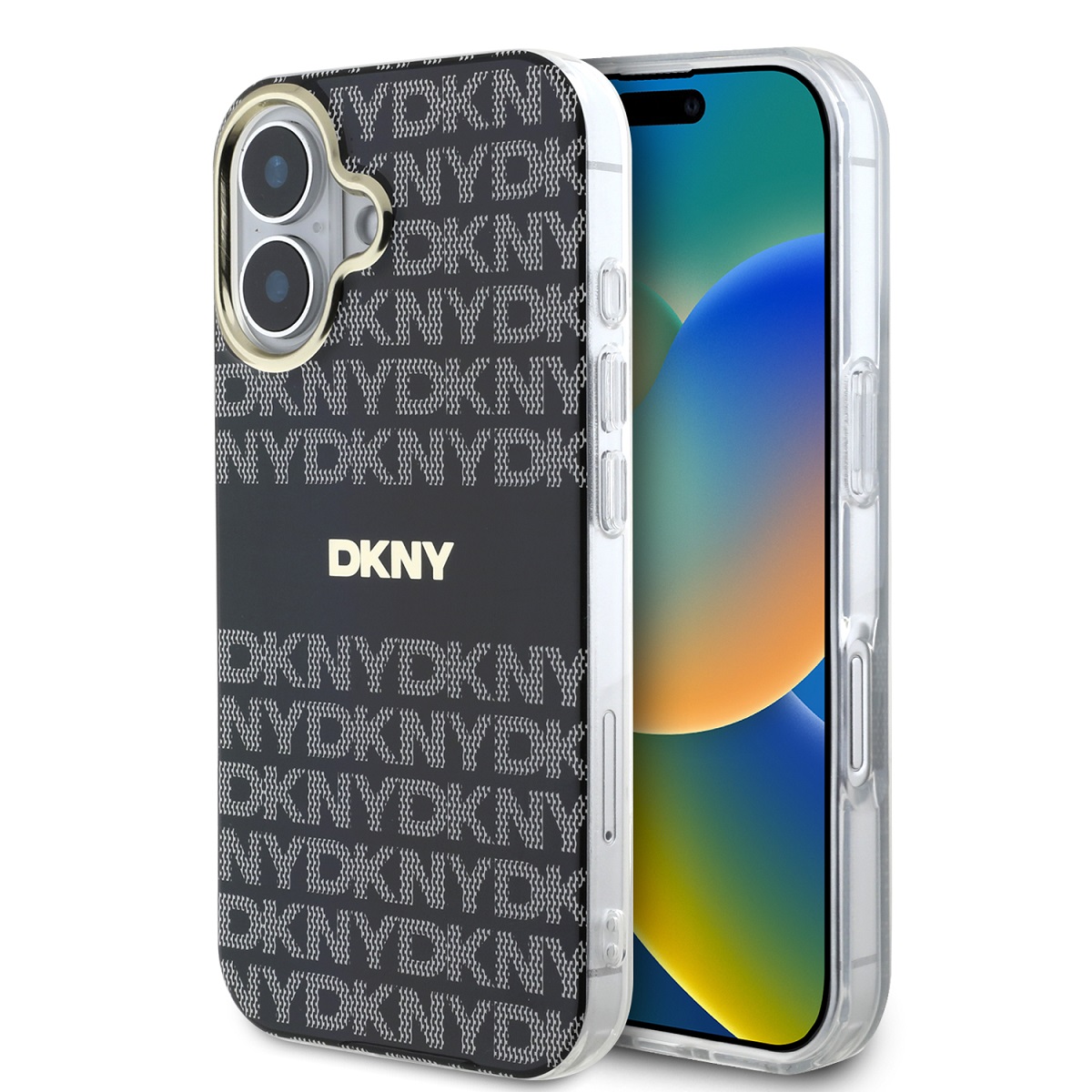 Levně Zadní kryt DKNY PC/TPU Repeat Pattern Tonal Stripe Magsafe pro iPhone 16 Black