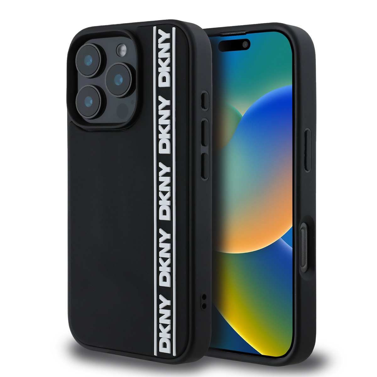 Levně Zadní kryt DKNY 3D Rubber Repeat Logo Line pro iPhone 16 Pro Max Black