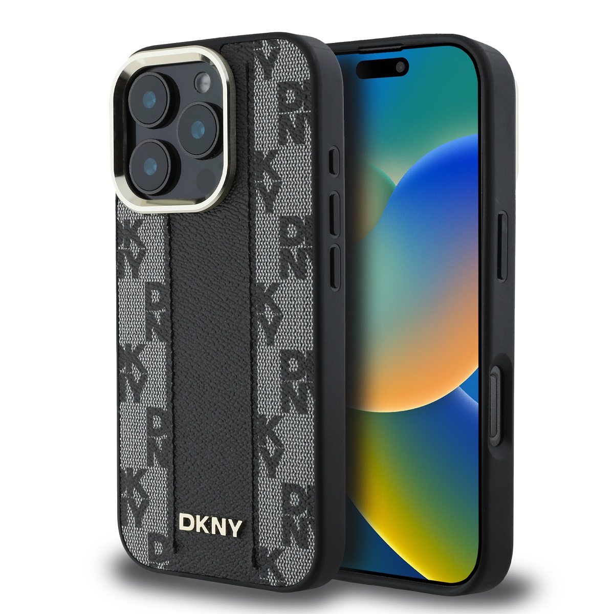 Levně Zadní kryt DKNY PU Leather Checkered Pattern Magsafe pro iPhone 16 Pro Black