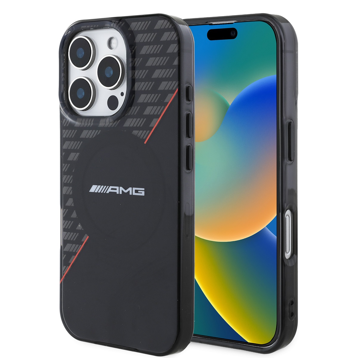 Levně Zadní kryt AMG Rhombs MagSafe pro iPhone 16 Pro Black-Red