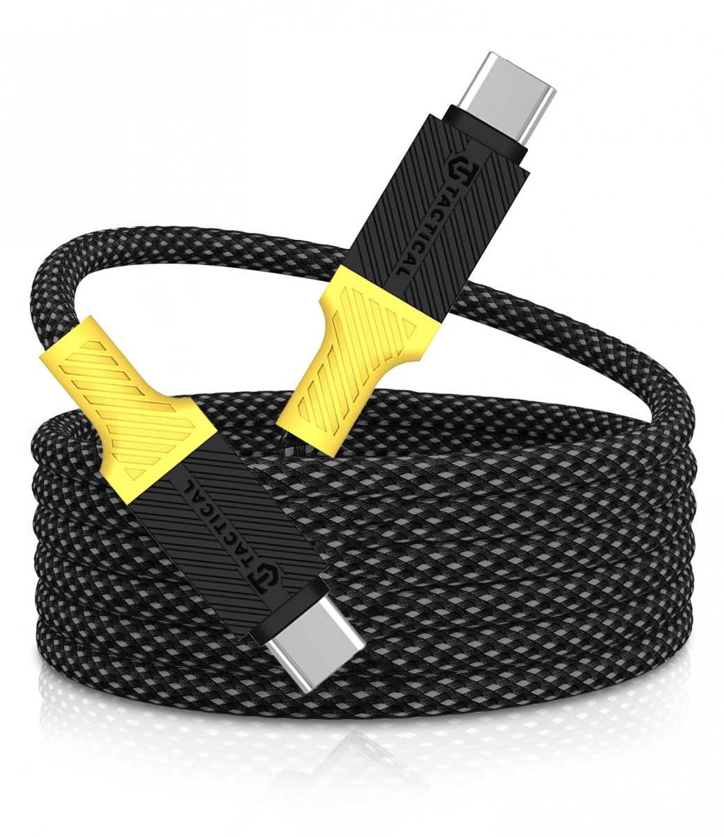 Levně Datový kabel Tactical MagRope USB-C - USB-C 1m Black-Yellow