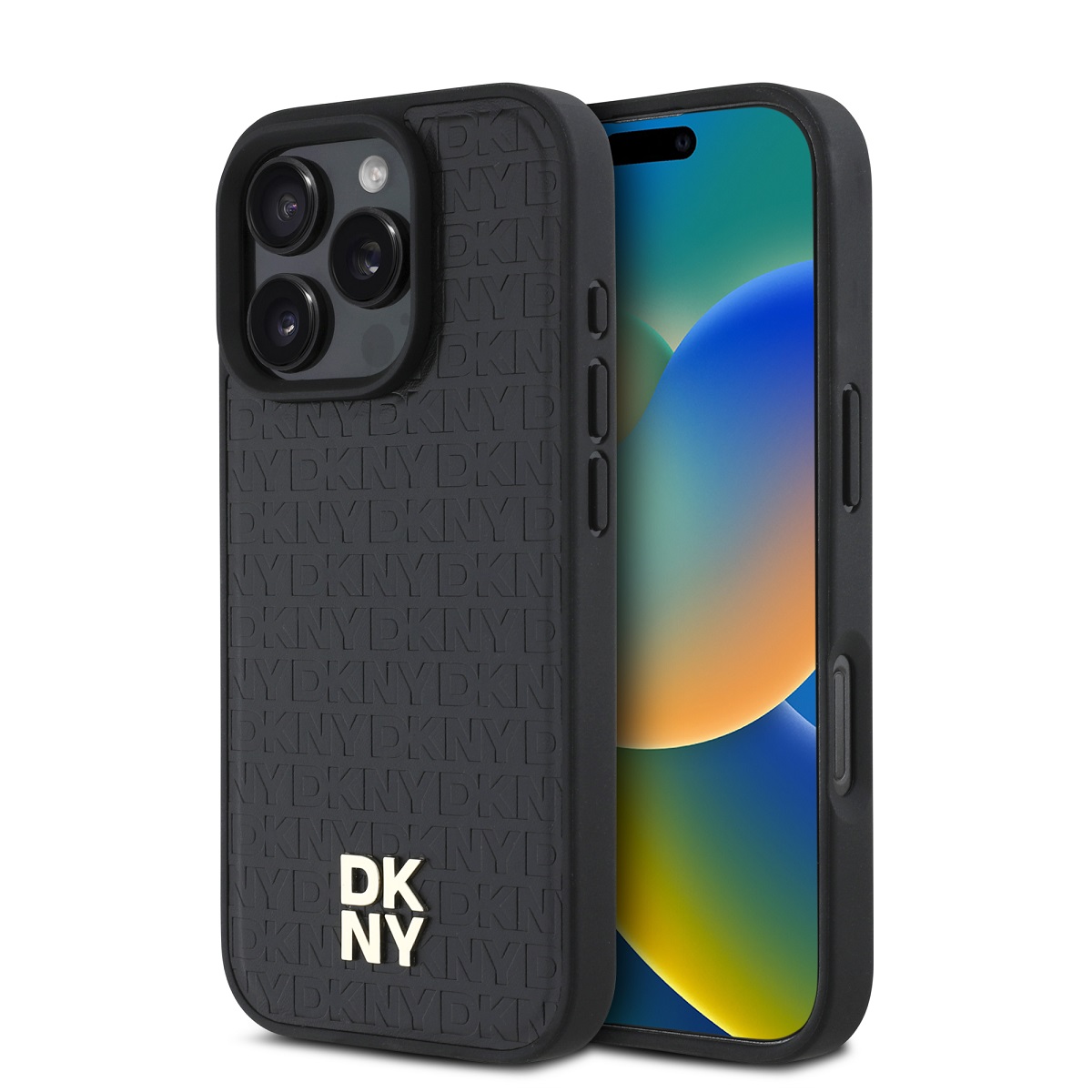 Levně Zadní kryt DKNY PU Leather Repeat Pattern Stack Logo MagSafe pro iPhone 16 Pro Max Black