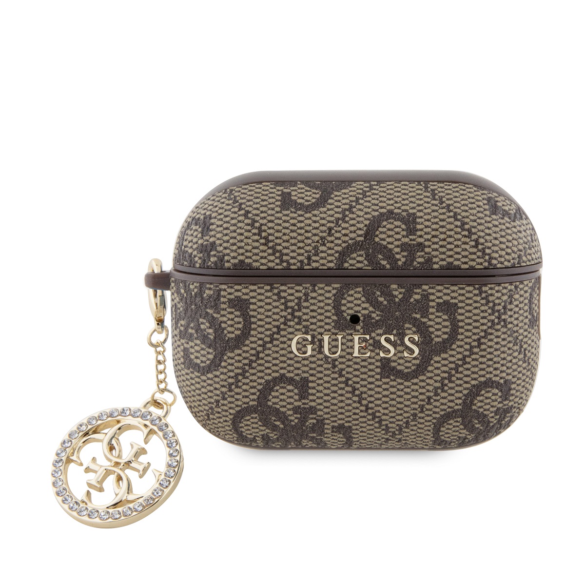 Levně Pouzdro Guess 4G Script PC/PU Charm pro AirPods Pro 2 Brown