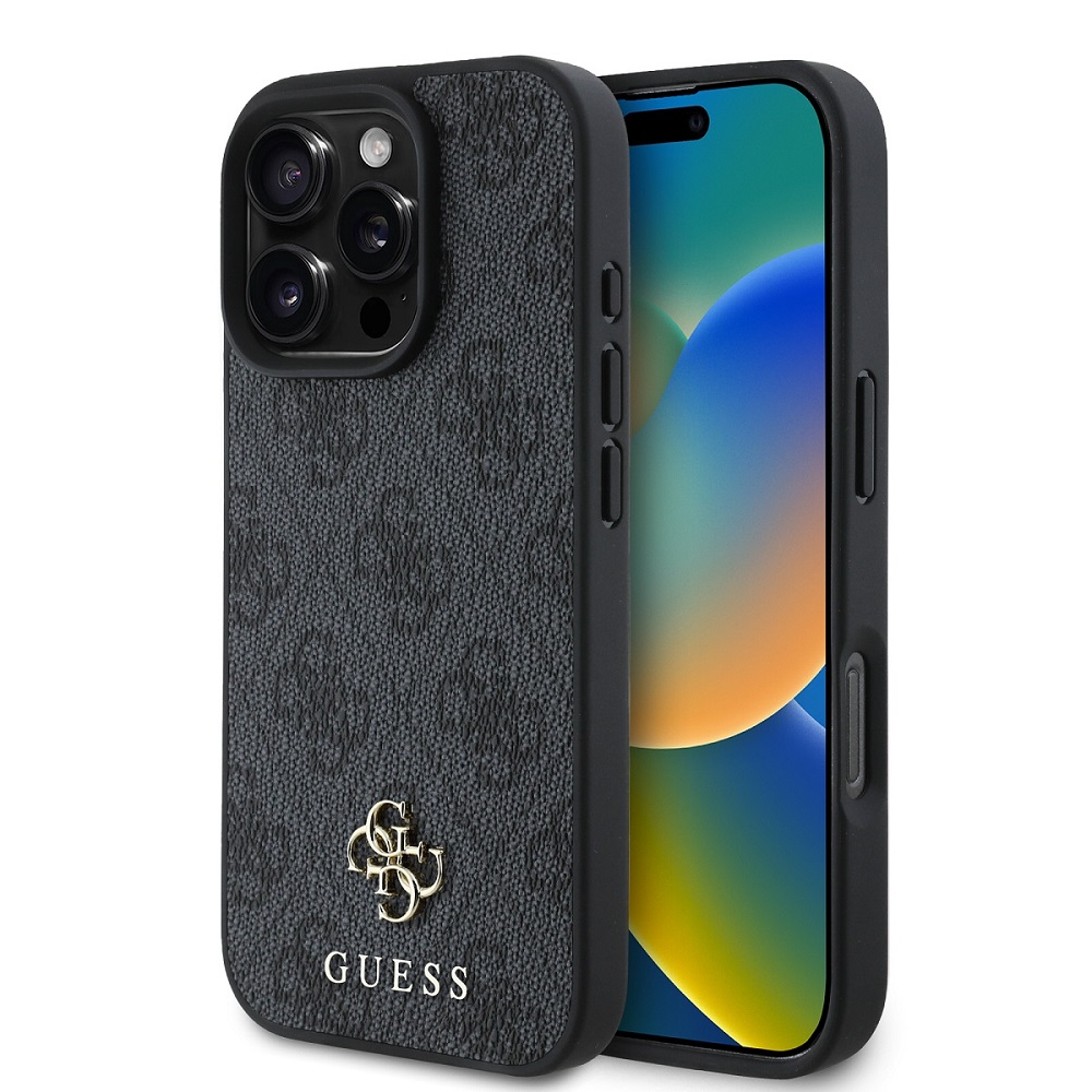 Levně Zadní kryt Guess PU 4G Small Metal Logo MagSafe pro iPhone 16 Pro Max Grey