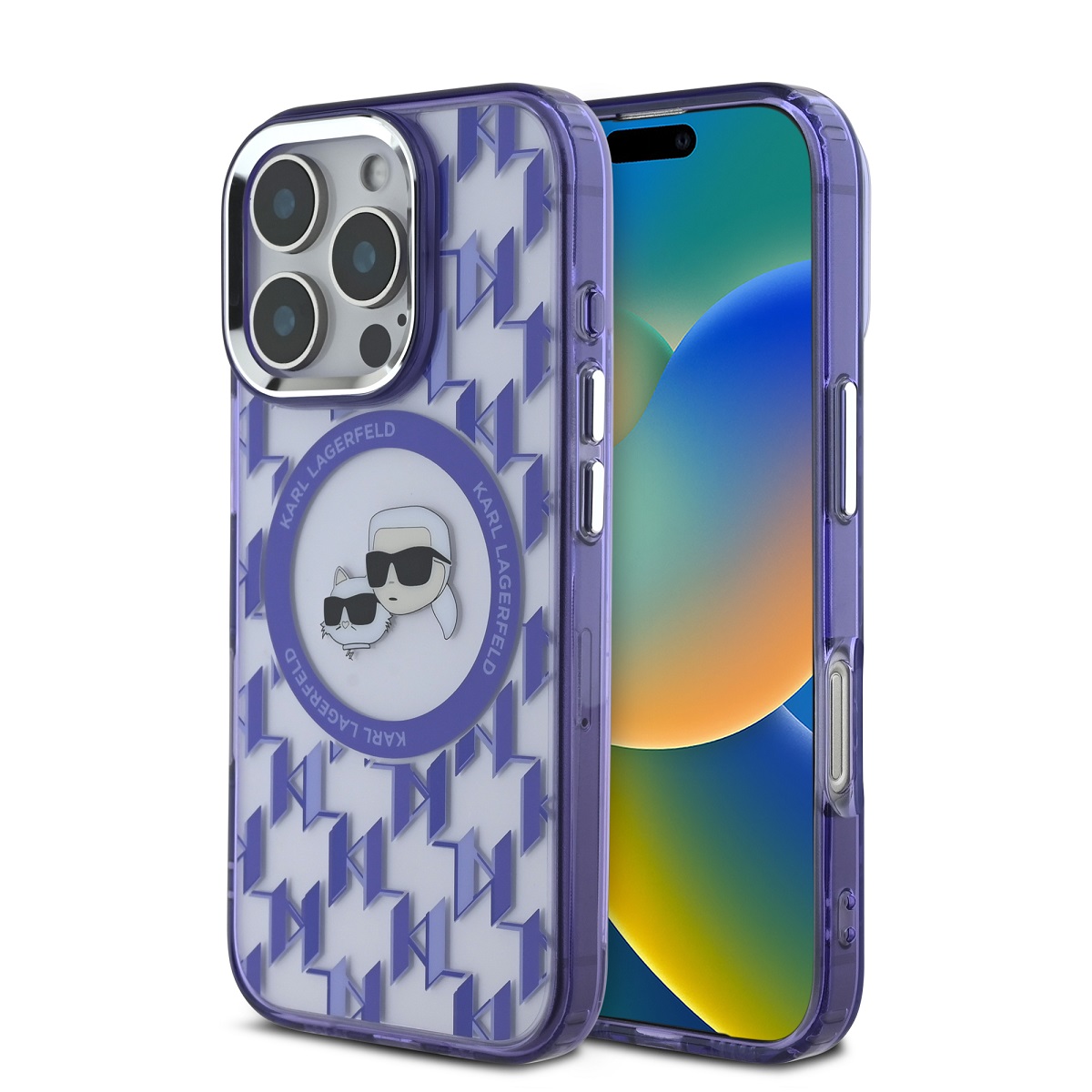 Levně Zadní kryt Karl Lagerfeld IML Monogram K&amp;CH Heads MagSafe pro iPhone 16 Pro Max Purple