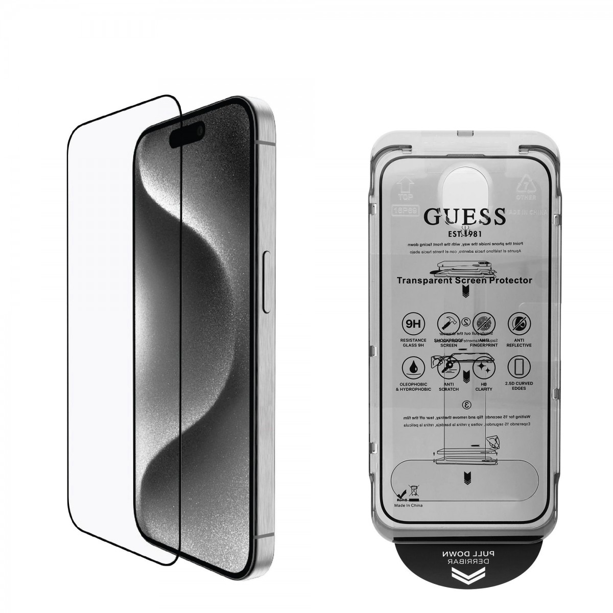 Levně Tvrzené sklo Guess 2.5D pro iPhone 16 černé