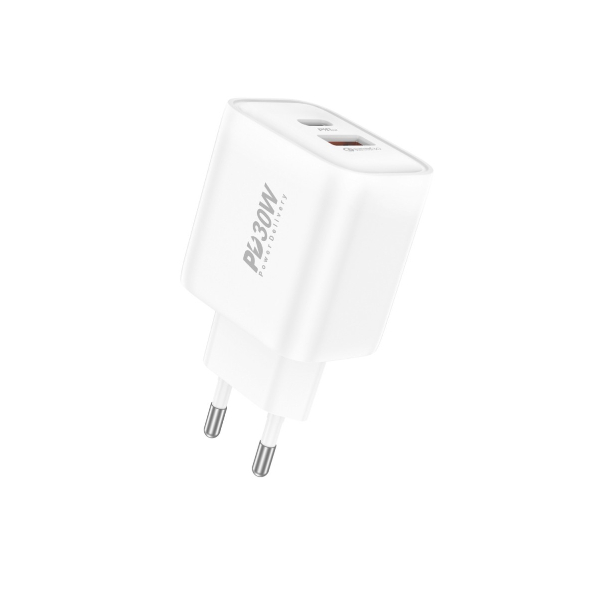Levně Adaptér Foneng EU52 s funkcí rychlonabíjení Dual 30W bílý