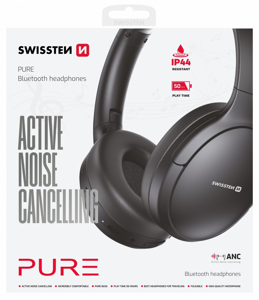 Sluchátka Swissten Pure Bluetooth ANC černá