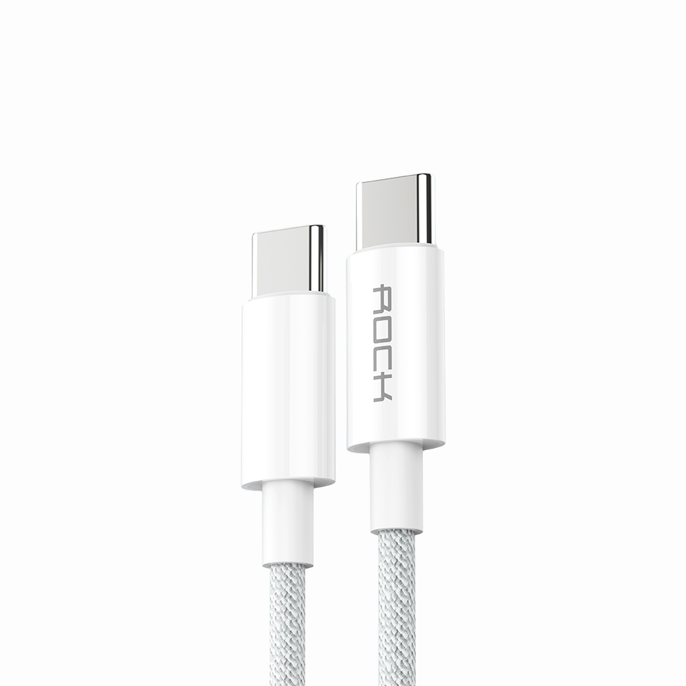 Levně Datový kabel Rock R6 USB-C - USB-C PD 100W 5A 2m bílý