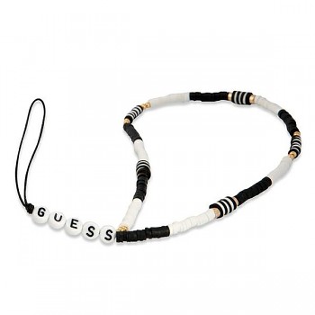 Přívěsek k telefonu GUESS Heishi Beads GUSTBCKH černo-bílý