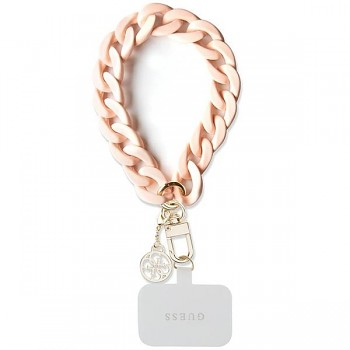 Originální šňůrka GUESS Acrylic 4G Charm Universal Big Hand Strap GUOUCBMC4MP růžová