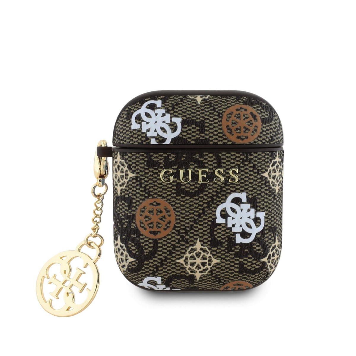 Levně Pouzdro Guess PU 4G Peony Charm pro AirPods 1/2 Brown