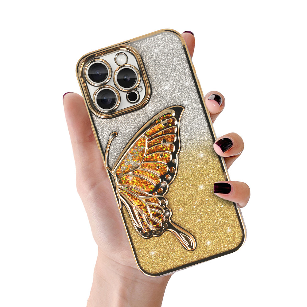 Levně Zadní kryt Tel Protect Butterfly Water pro iPhone 14 zlatý