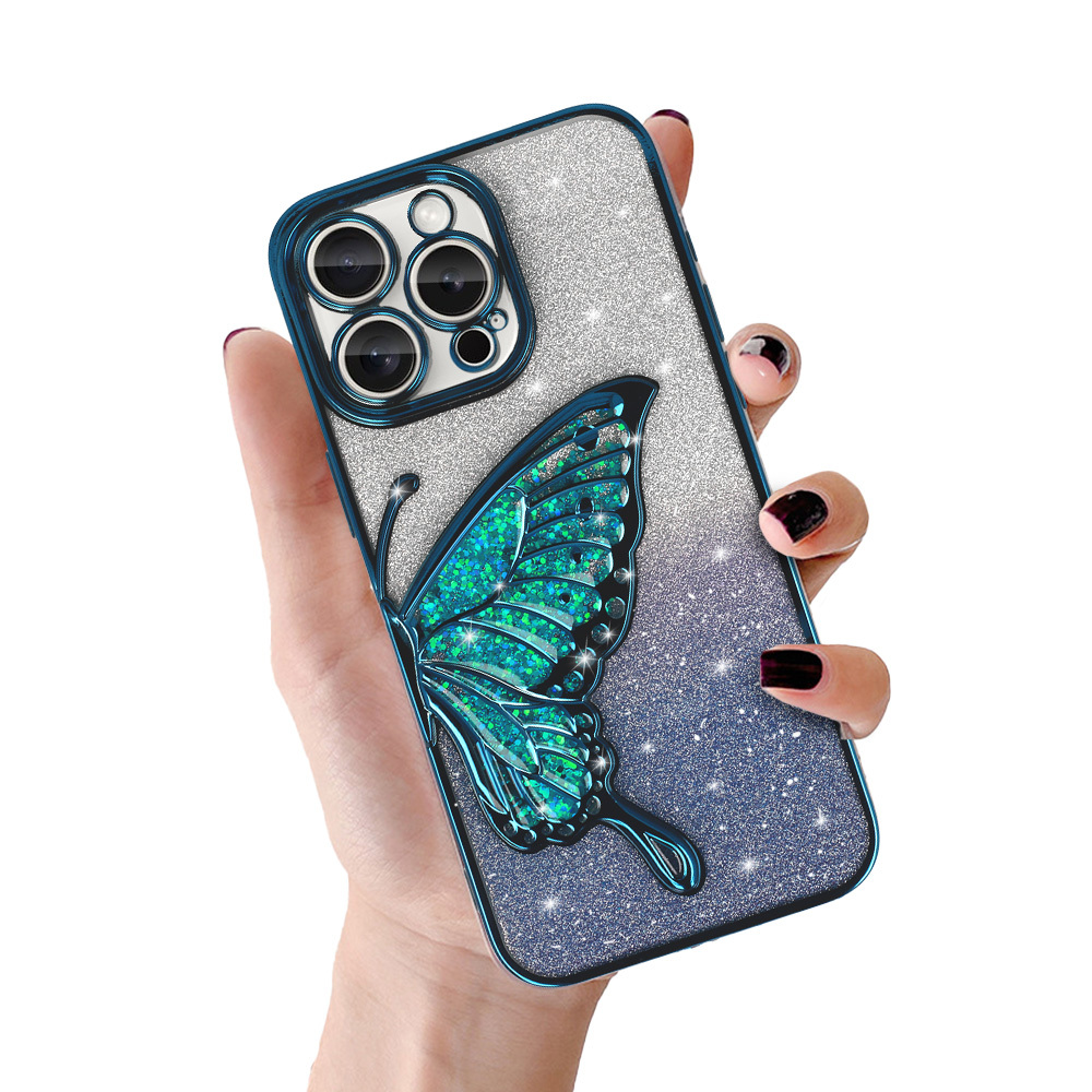 Levně Zadní kryt Tel Protect Butterfly Water pro iPhone 15 Pro modrý