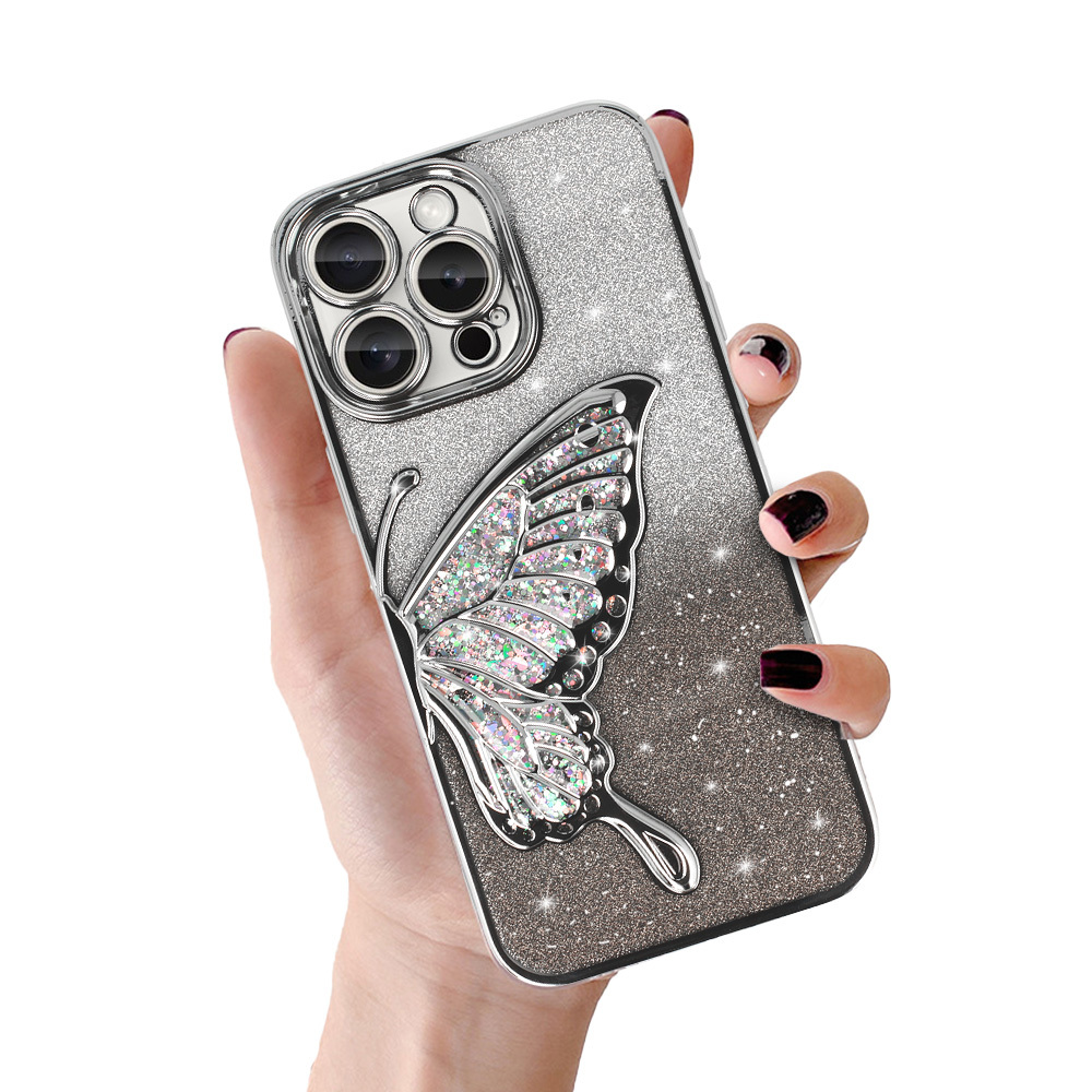 Levně Zadní kryt Tel Protect Butterfly Water pro iPhone 16 Pro Max stříbrný