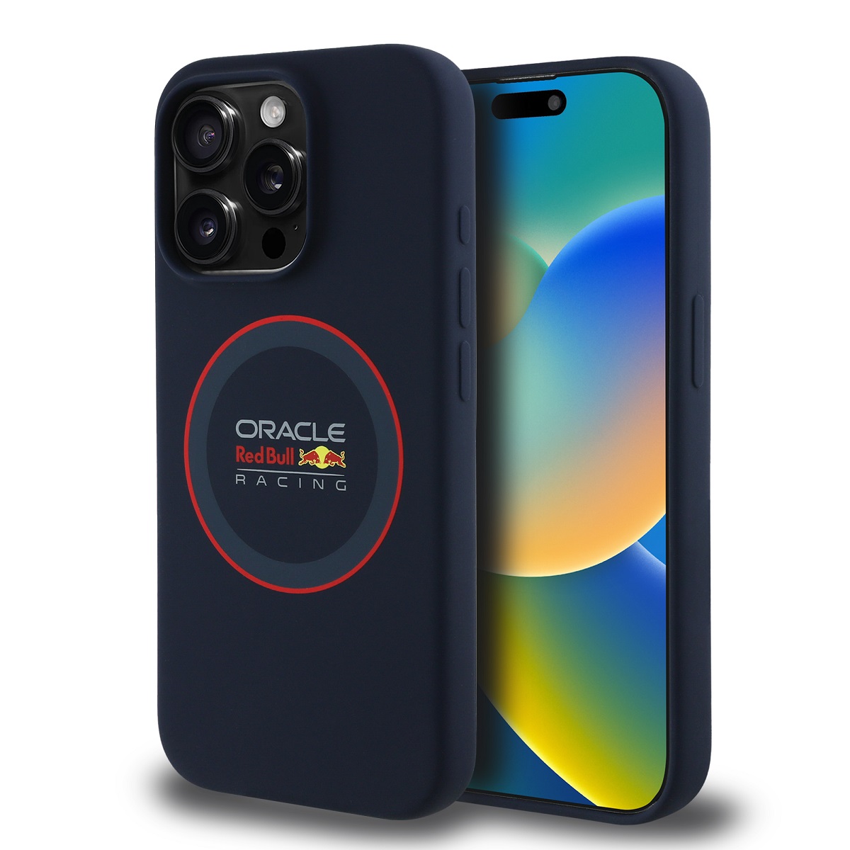 Levně Zadní kryt Red Bull Silicone Red Ring MagSafe pro iPhone 15 Pro Navy