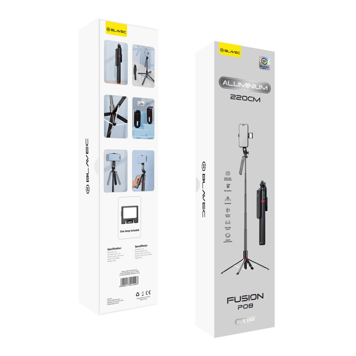 Levně Selfie tripod tyč Blavec Aluminium Fusion P08 2,2m (SSFP08-TR1LB22) černá