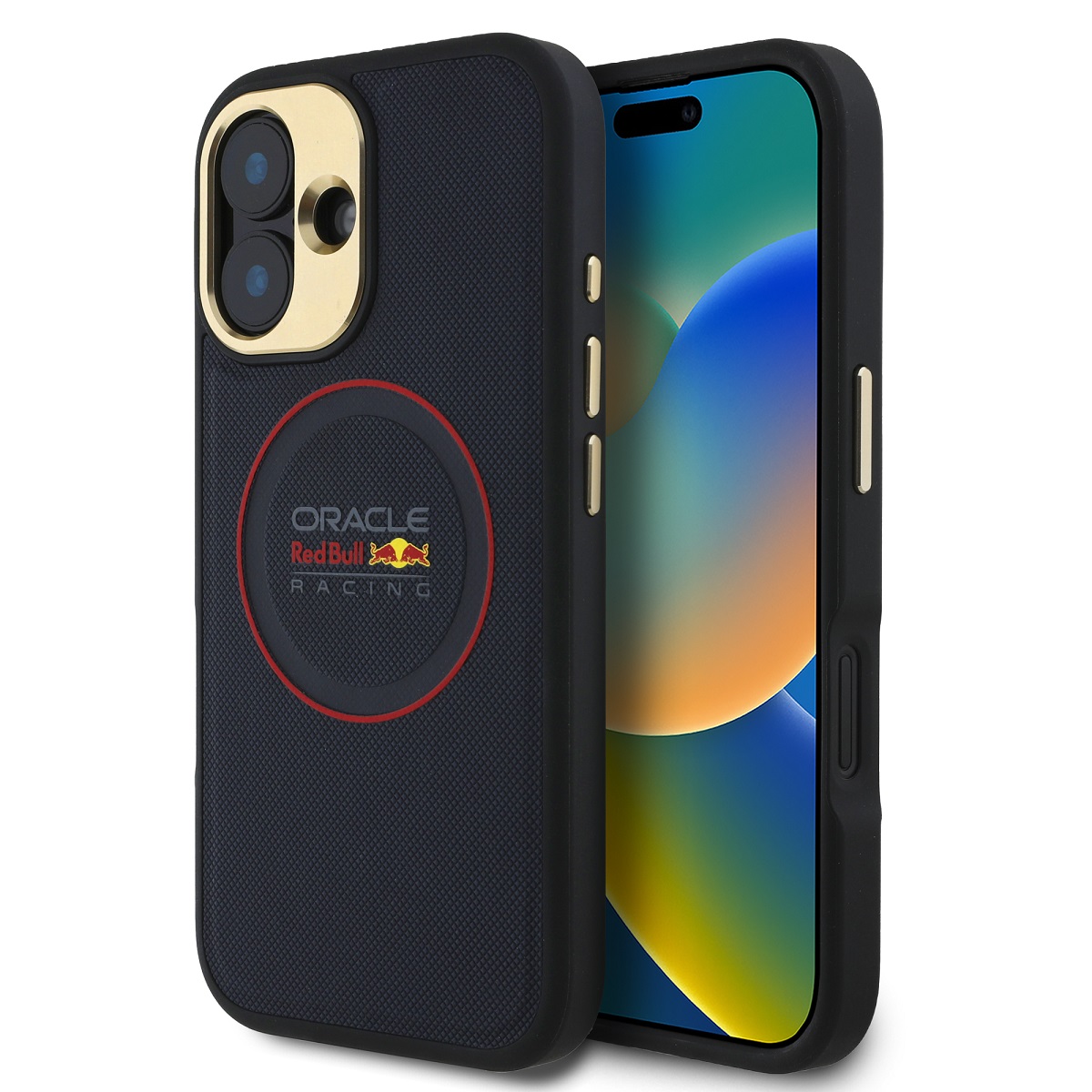 Levně Zadní kryt Red Bull PU Leather Red Ring MagSafe pro iPhone 16 Navy