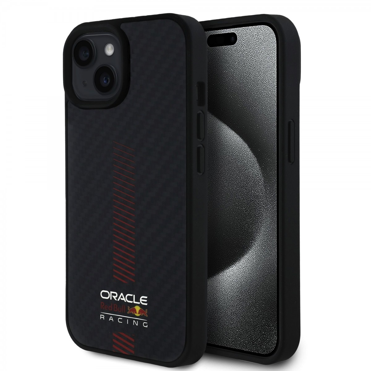 Levně Zadní kryt Red Bull Carbon Powerbar MagSafe pro iPhone 15 Black