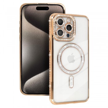 Zadní kryt Bling Magsafe pro iPhone 15 zlatý