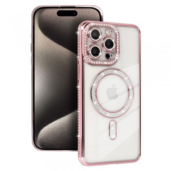 Zadní kryt Bling Magsafe pro iPhone 15 Pro Max růžový