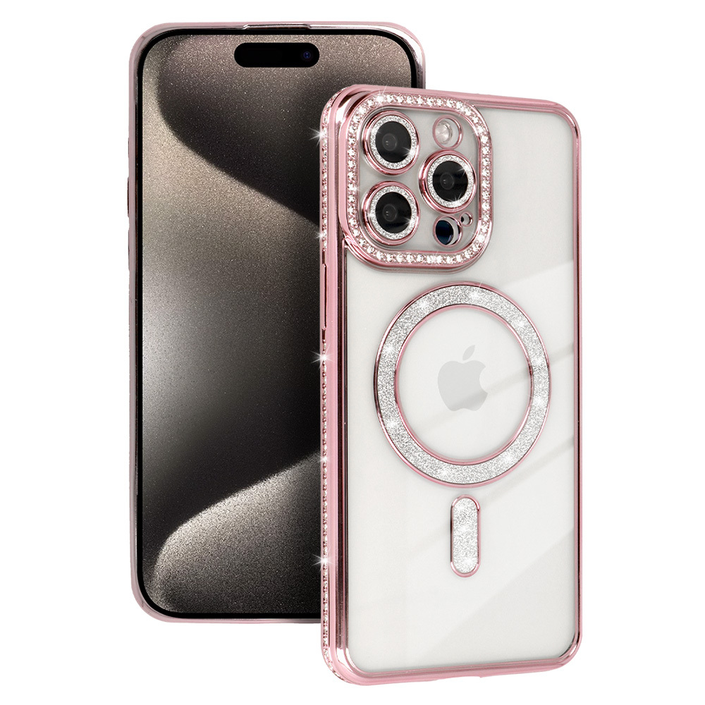 Levně Zadní kryt Bling Magsafe pro Samsung Galaxy A15 5G růžový