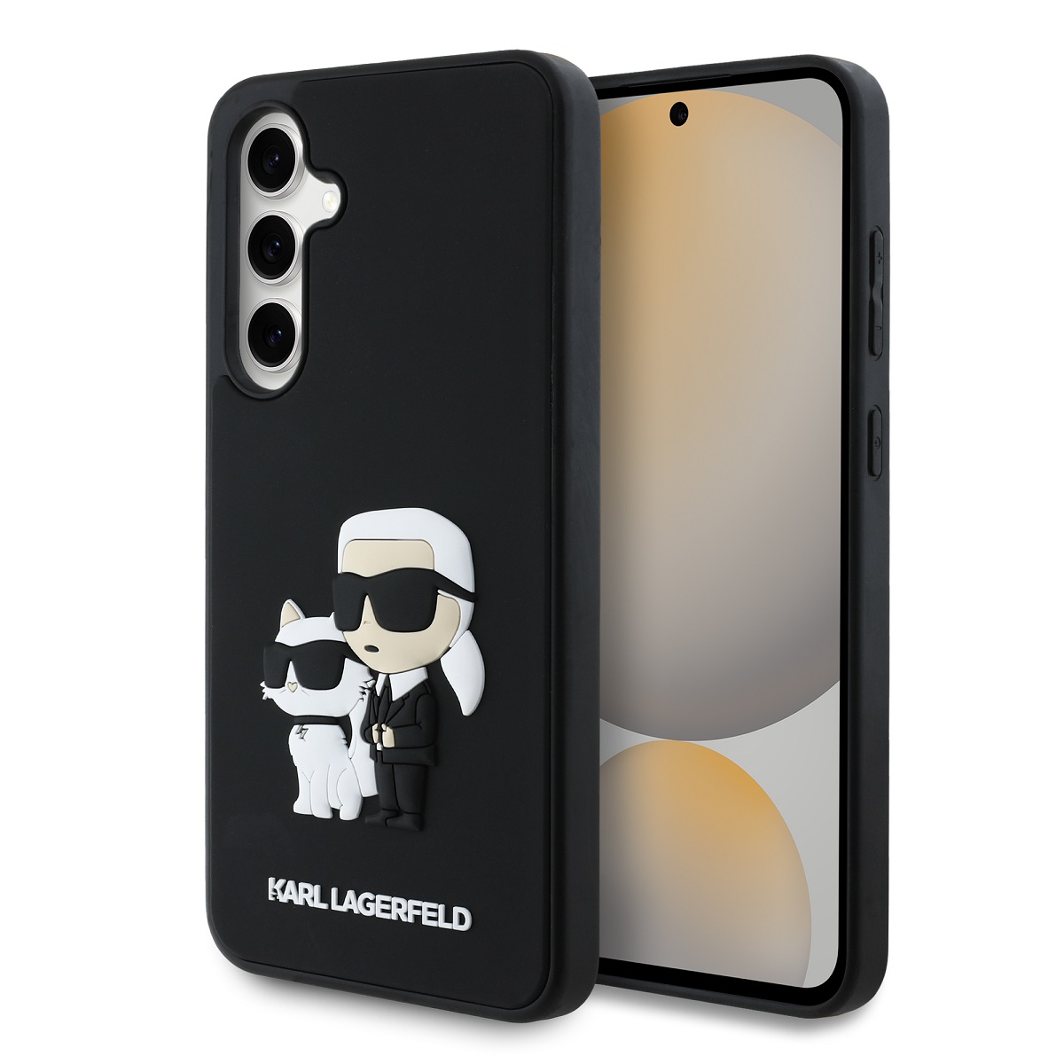 Levně Zadní kryt Karl Lagerfeld 3D Rubber Karl and Choupette pro Samsung Galaxy S24 FE Black