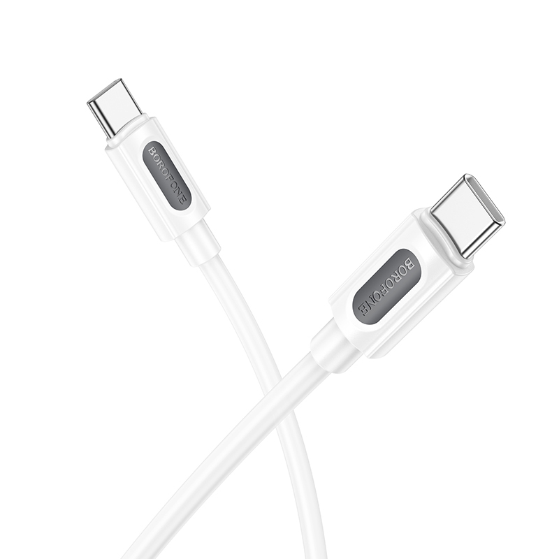 Levně Datový kabel Borofone BX114 Structure USB-C - USB-C PD 60W 3A 1m bílý