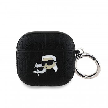 Pouzdro Karl Lagerfeld PU Embossed Karl and Choupette Heads pro AirPods 4 Black
