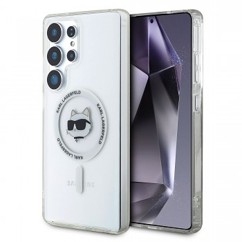 Zadní kryt Karl Lagerfeld IML Choupette Head MagSafe pro Samsung Galaxy S25 Ultra Transparent