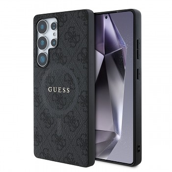 Zadní kryt Guess PU Leather 4G Colored Ring MagSafe pro Samsung Galaxy S25 Ultra Black
