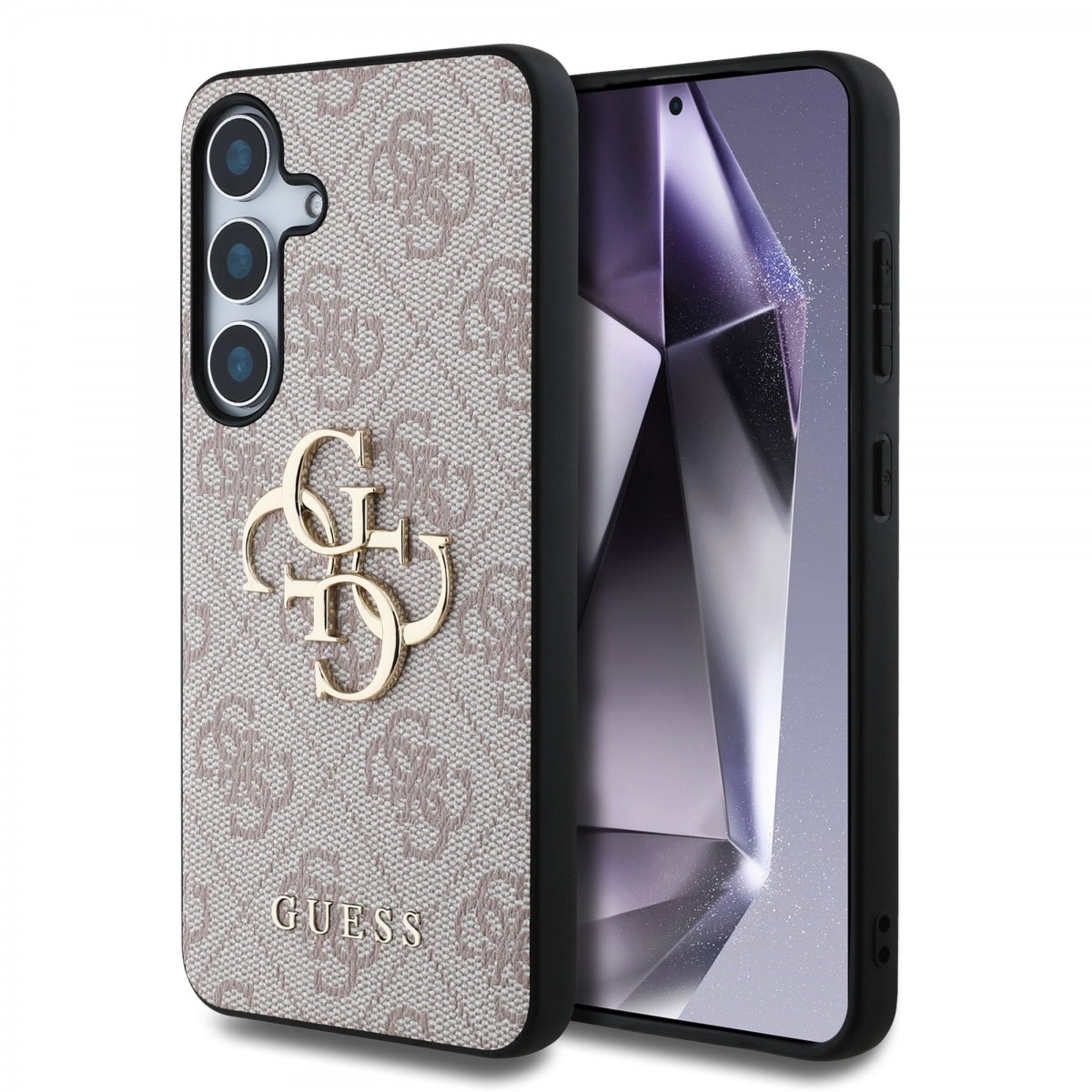 Levně Zadní kryt Guess PU 4G Metal Logo pro Samsung Galaxy S25+ Pink