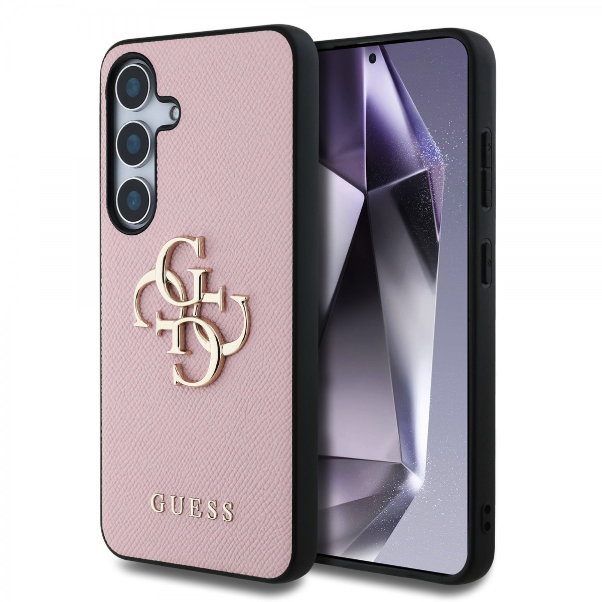 Levně Zadní kryt Guess PU Grained 4G Metal Logo pro Samsung Galaxy S25+ Pink