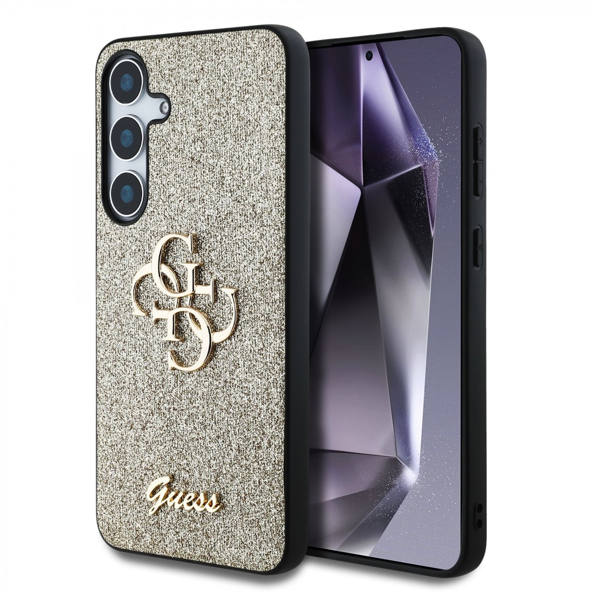 Levně Zadní kryt Guess PU Fixed Glitter 4G Metal Logo pro Samsung Galaxy S25+ Gold