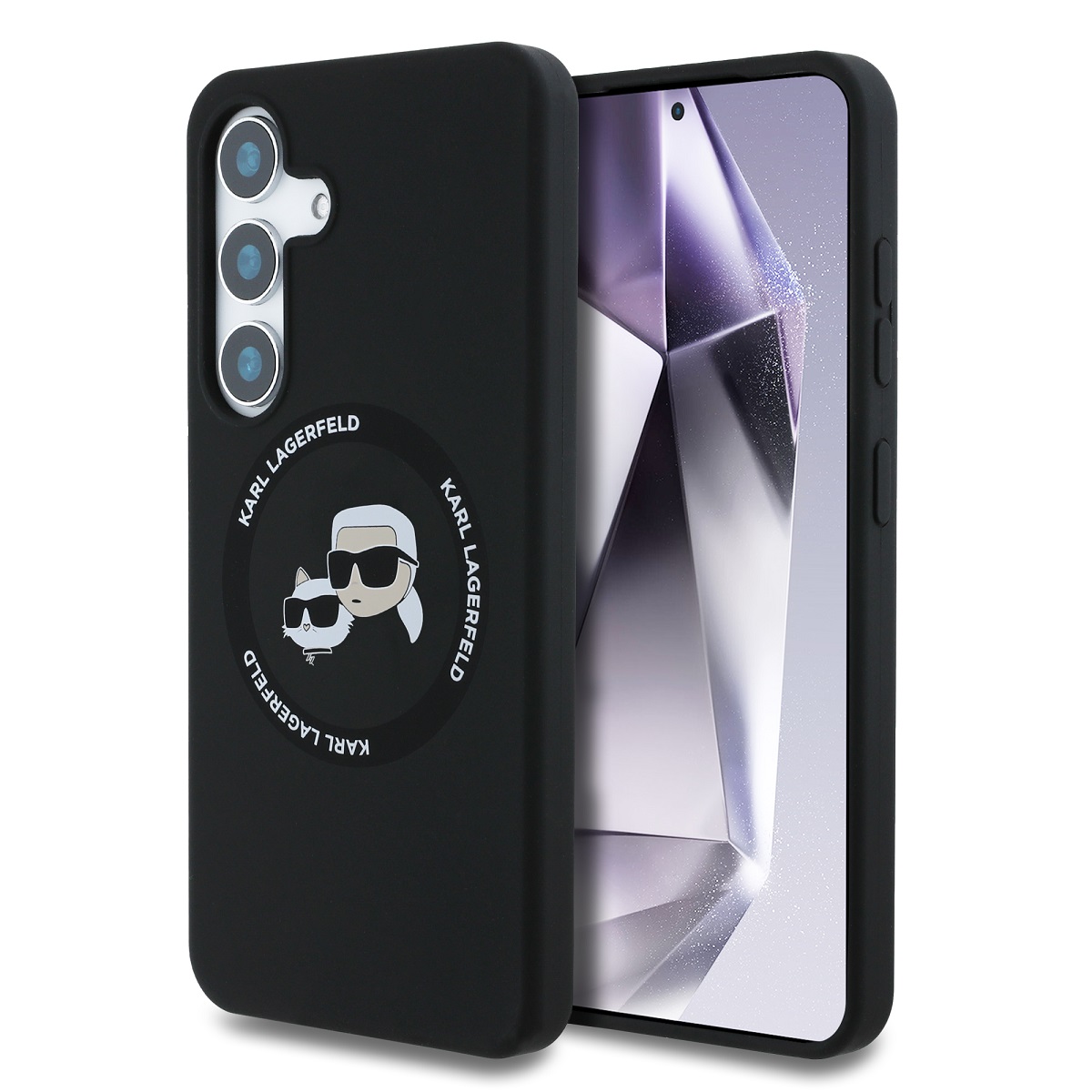 Zadní kryt Karl Lagerfeld Liquid Silicone K&amp;CH Heads MagSafe Zadní Kryt pro Samsung Galaxy S25 Black
