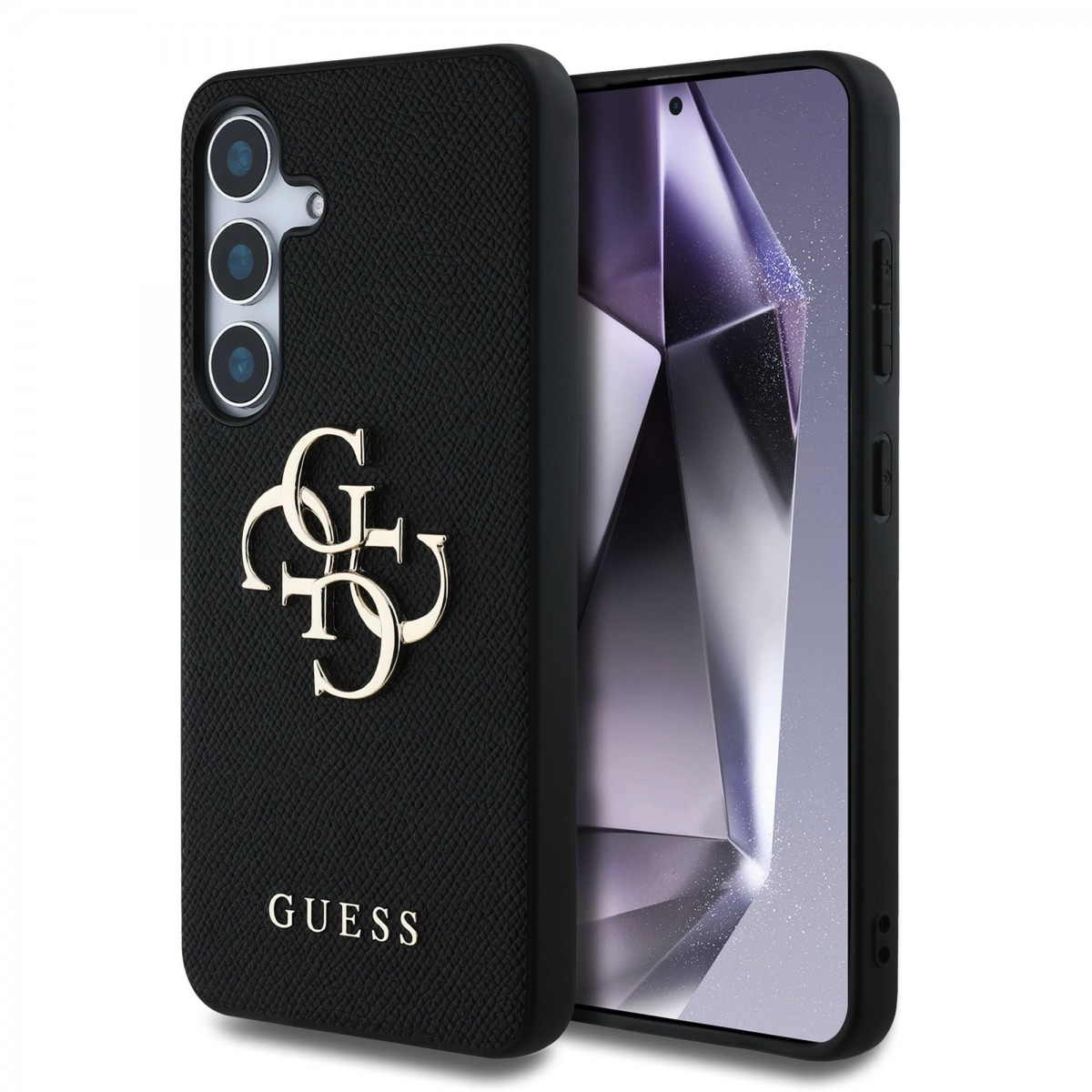 Levně Zadní kryt Guess PU Grained 4G Metal Logo pro Samsung Galaxy S25 Black