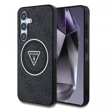 Zadní kryt Guess IML 4G Glitter and Triangle Logo MagSafe pro Samsung Galaxy S25 Black
