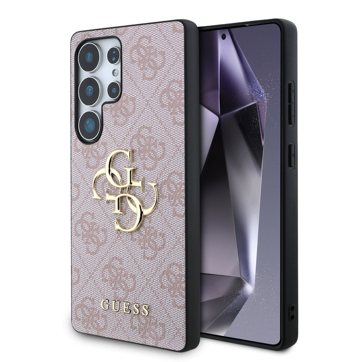 Levně Zadní kryt Guess PU 4G Metal Logo pro Samsung Galaxy S25 Ultra Pink