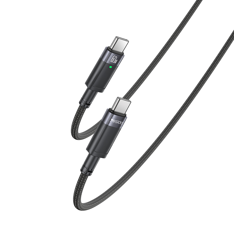 Levně Datový kabel Yesido CA160 Braided USB-C - USB-C PD 60W 1,2m černý