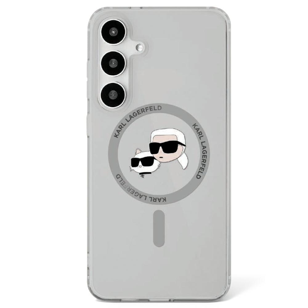 Originální zadní kryt KARL LAGERFELD Button Karl&amp;Choupette Heads Printed Logo Magsafe pro Samsung Galaxy S25 black