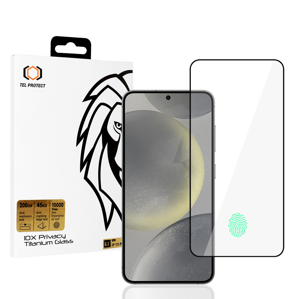 Levně Tvrzené sklo Tel Protect 10X Privacy Titanium pro Samsung Galaxy S25 (s odemykáním otiskem prstu)