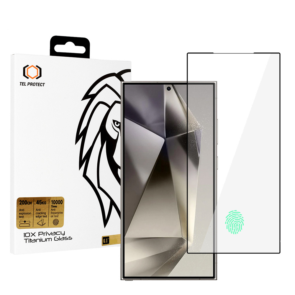 Levně Tvrzené sklo Tel Protect 10X Privacy Titanium pro Samsung Galaxy S25 Ultra (s odemykáním otiskem prstu)